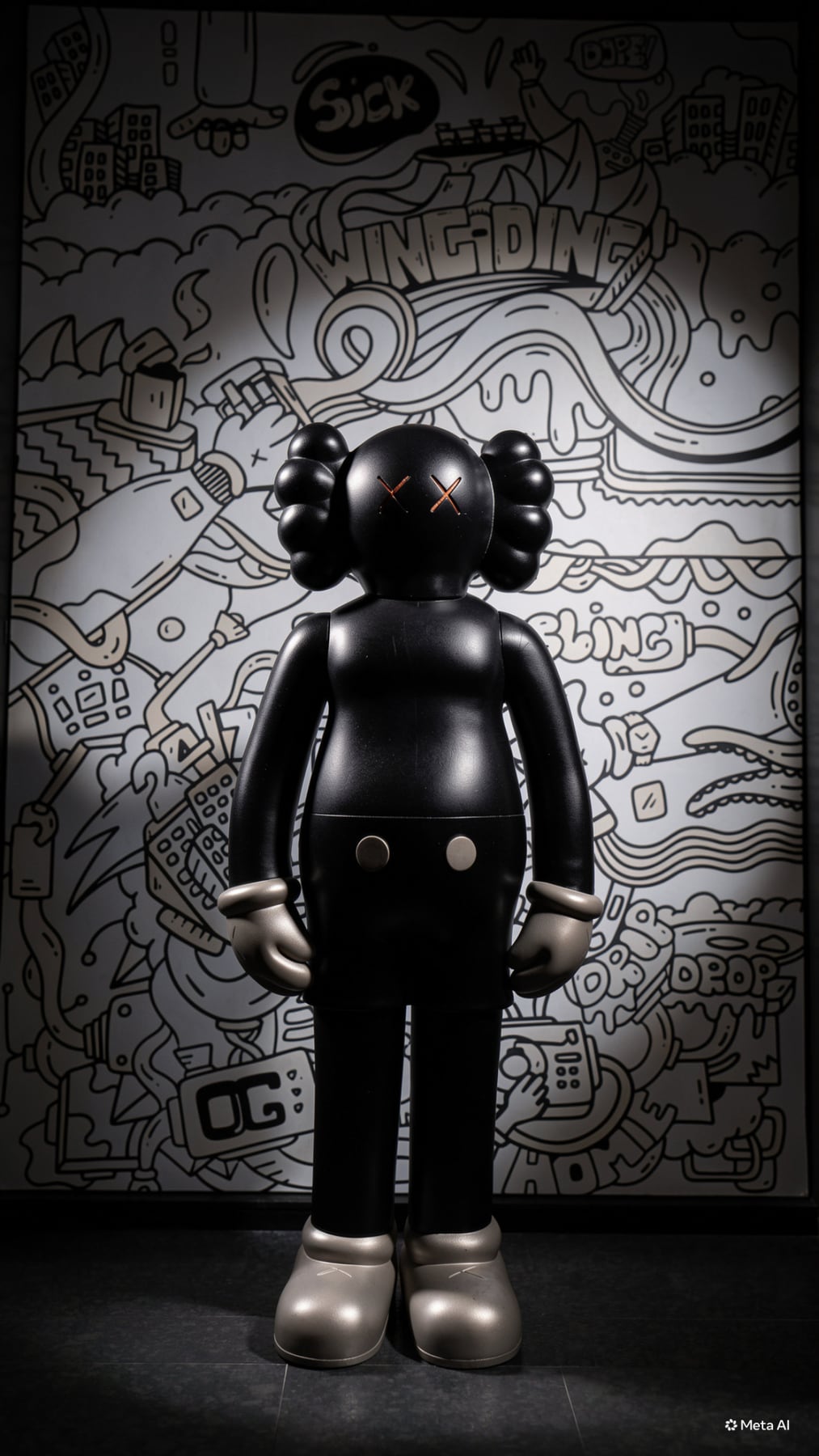Black and white doodle wall