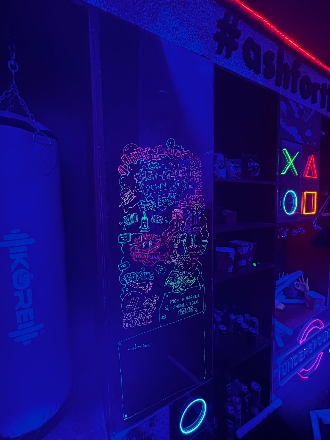 neon doodle at a wedding