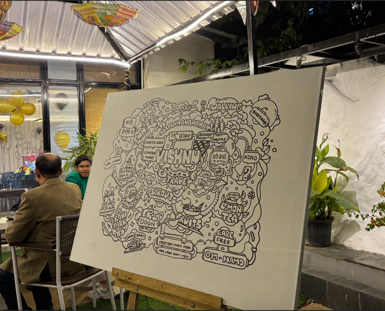 Mona Lisa line-work doodle